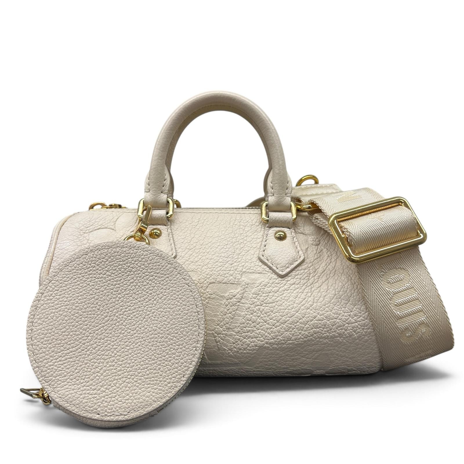 LOUIS VUITTON 極美品 ルイヴィトン パピヨンBB モノグラムアンプラント クレーム 2way ミニボストン ショルダーバッグ M45994 レザー RFID確認済 ハンドバッグ ポシェット LV Aランク 中古 鑑定済 ヴィトンバッグ