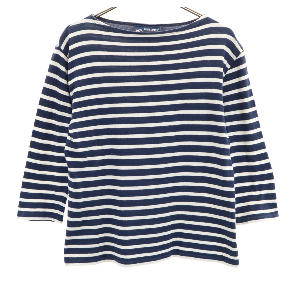 SAINT JAMES セントジェームス フランス製 ボーダー柄 7分袖 ボートネック Tシャツ XS ネイビー系