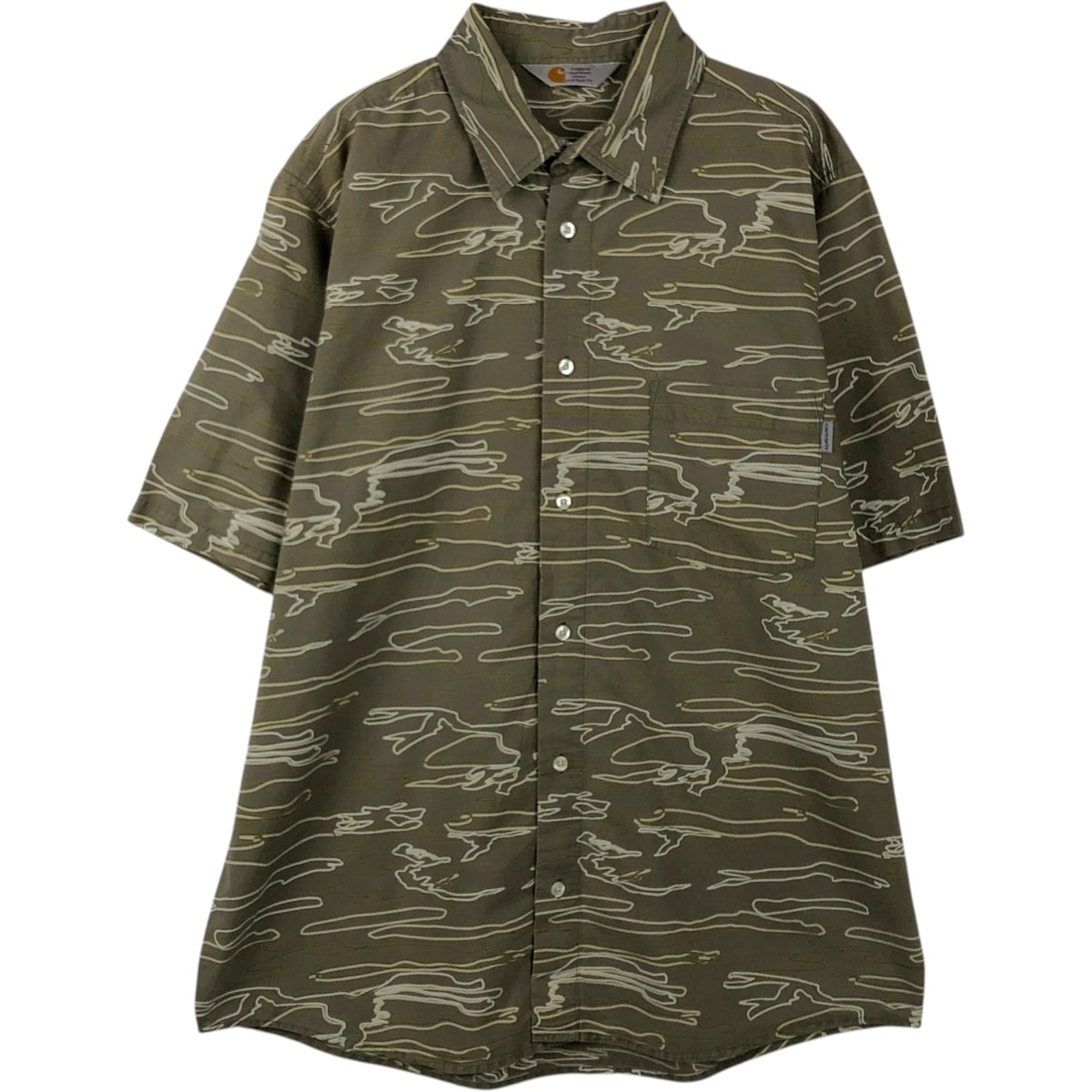 古着 カーハート Carhartt RUGGED OUTDOOR WEAR 総柄 半袖 ワークシャツ メンズL相当/eaa655636