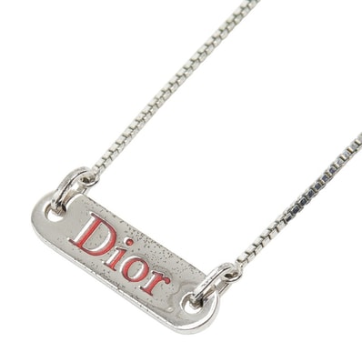 ディオール ロゴ プレート チェーン ペンダント ネックレ シルバー メタル レディース Dior 【中古】