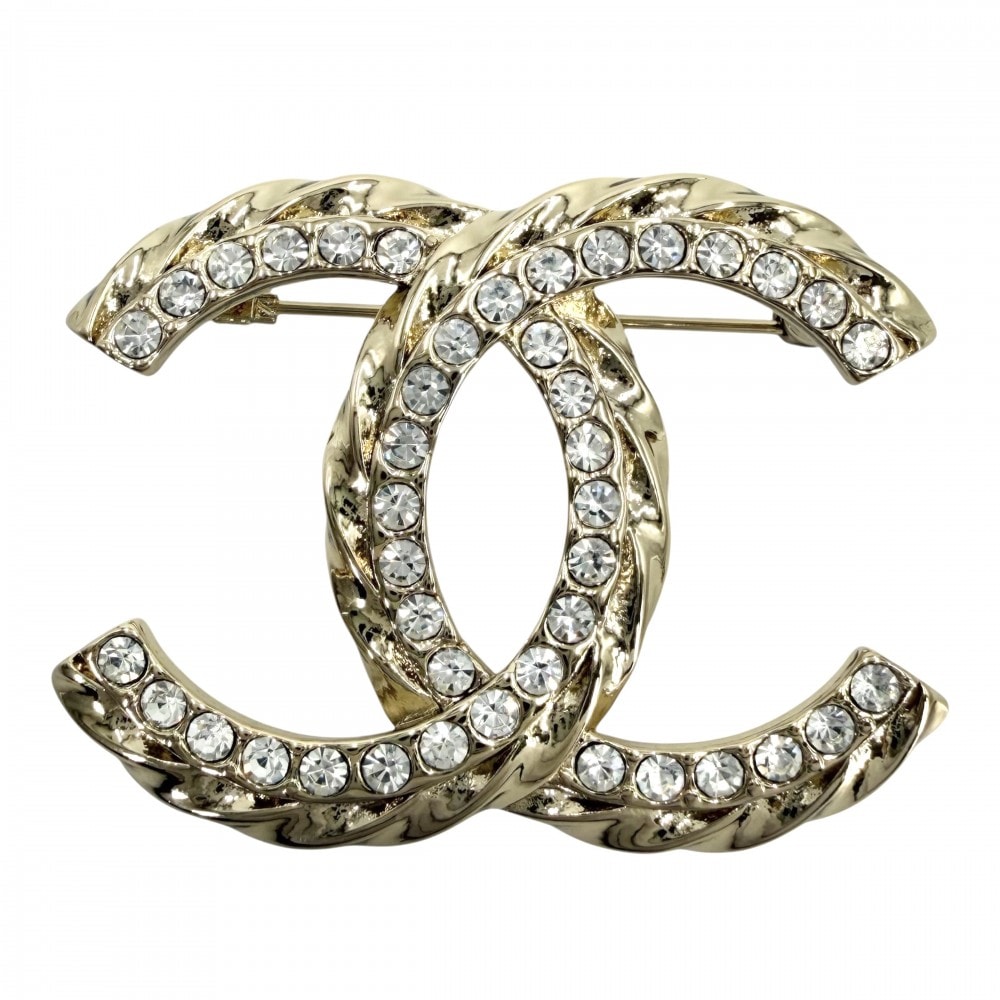 CHANEL シャネル ブローチ ココマーク アクセサリー GP  ラインストーン   B25C ゴールド レディース 約20.3g 美品 2025年【中古品】