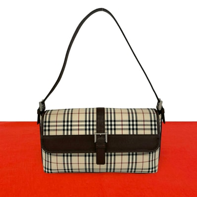 BURBERRY バーバリー ノバチェック キャンバス レザー ショルダーバッグ ベージュ
40792