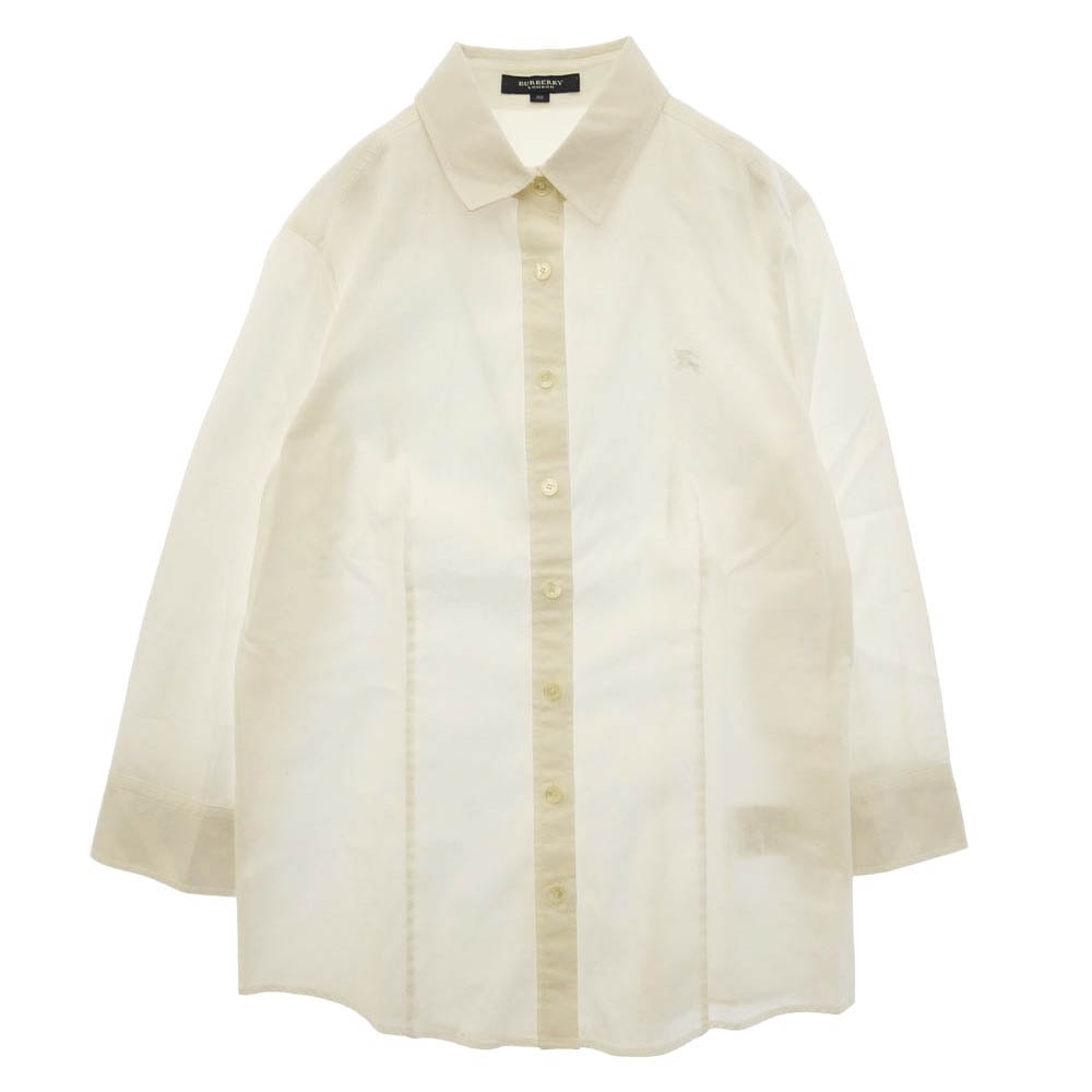 BURBERRY LONDON バーバリー ロンドン ワンポイント 刺繍 七分袖 シャツ ブラウス コットン 中国製 ホワイト系 38【中古】