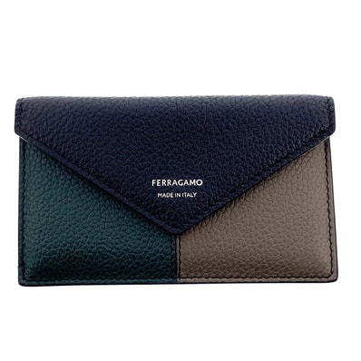 Salvatore Ferragamo サルヴァトーレフェラガモ フラグメントケース コインケース レザー ブラック カーキ グレー レディース【中古】