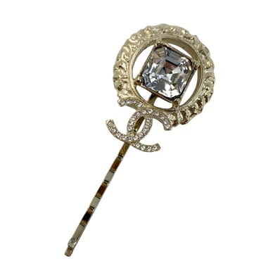 ☆☆CHANEL シャネル ココマーク ラインストーン ビジュー I22C ゴールド ヘアピン