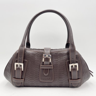 LOEWE(ロエベ)センダ ハンドバッグ ミニボストンバッグ ブラウン レザー シルバー レディース 01050L【中古】