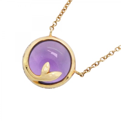 【6jdb0424】ティファニー ネックレス オリーブリーフ K18YG イエローゴールド アメジスト パープル【中古】レディース