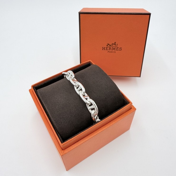 【新品・未使用】HERMES(エルメス)シェーヌダンクルMM 15コマ ブレスレット シルバー925 箱・リボンつき