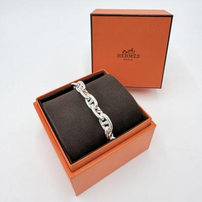 【新品・未使用】HERMES(エルメス)シェーヌダンクルMM 15コマ ブレスレット シルバー925 箱・リボンつき