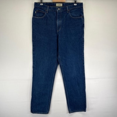 古着 エルエルビーン L.L.Bean デニム パンツ Gパン 5ポケ ジーパン ジーンズ テーパード W35 L32 ブルー系 メンズ