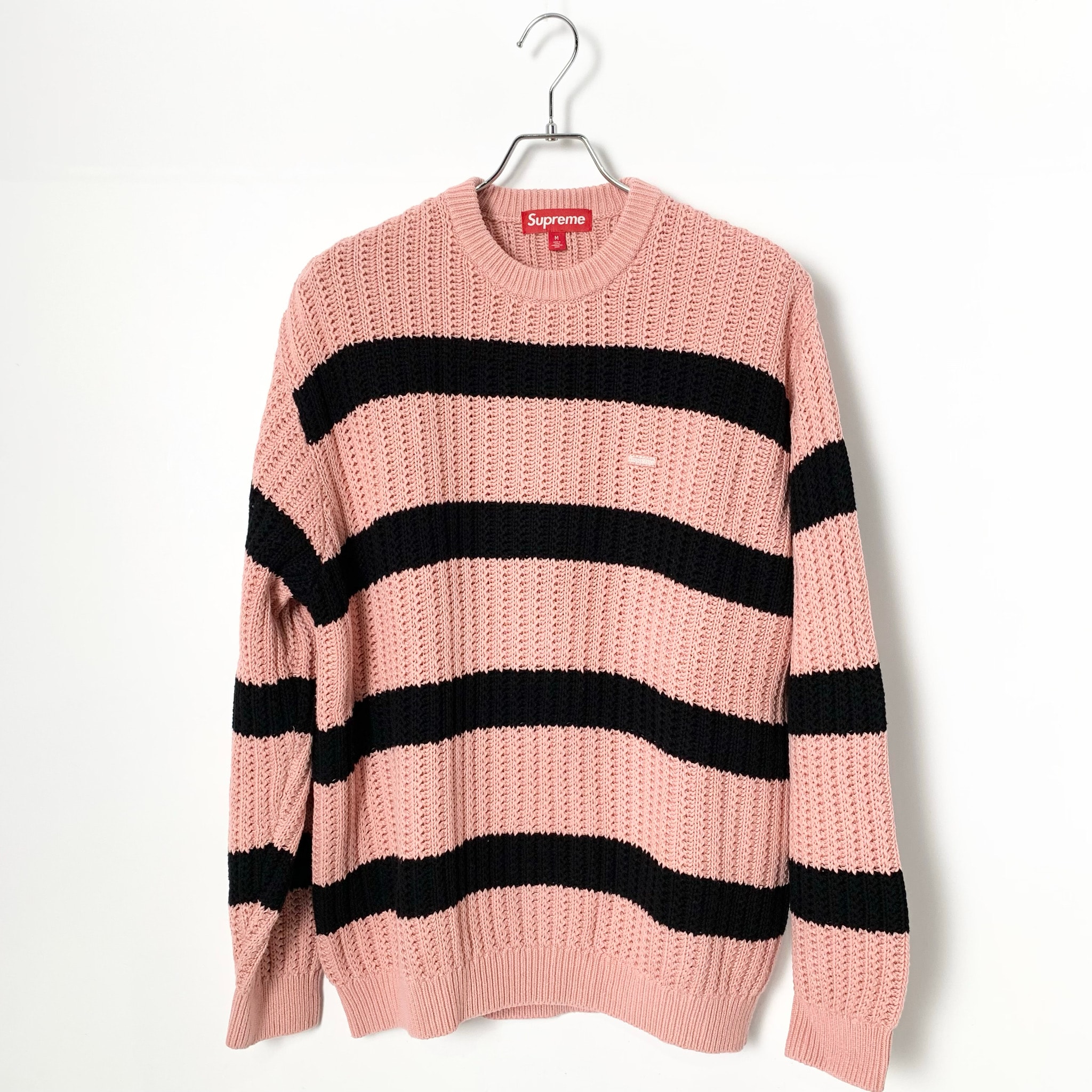 Supreme Loose Gauge Stripe Small Box Sweater "Pink"