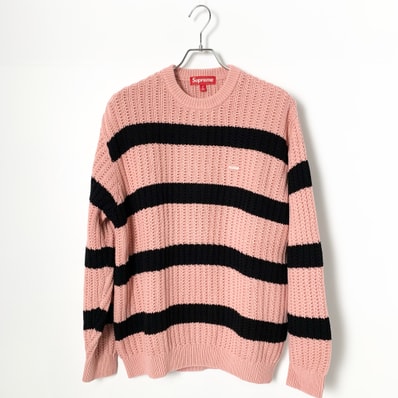 Supreme Loose Gauge Stripe Small Box Sweater "Pink"