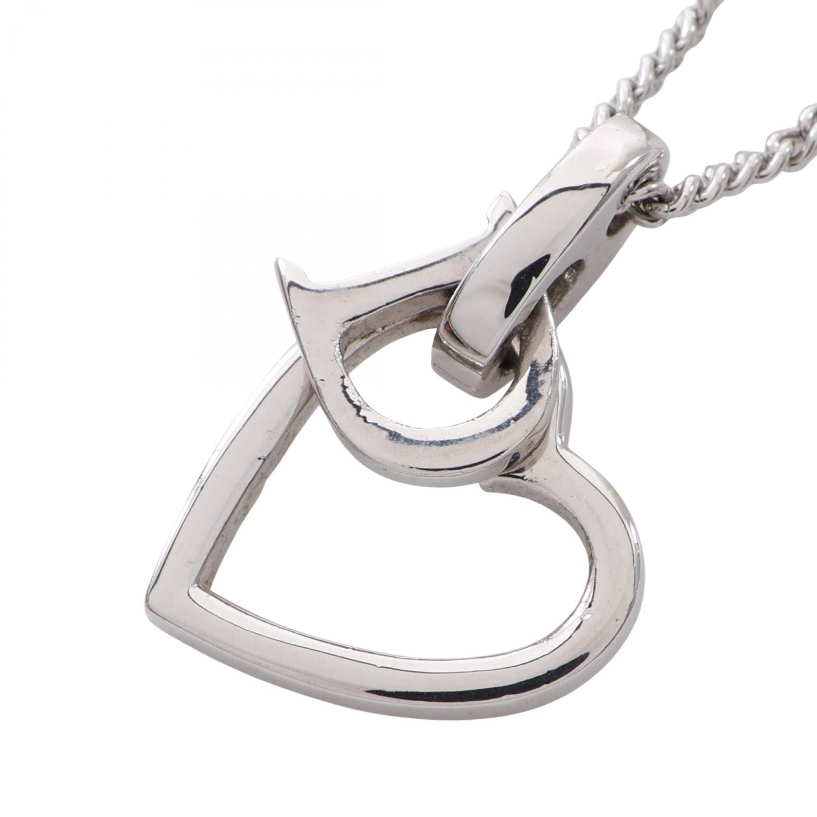 ディオール Dior Dロゴ ハート ネックレス ジュエリー メタル レディース シルバー系 【中古】