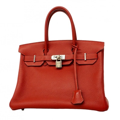 【6eb1782】エルメス ハンドバッグ バーキン30 トゴ ルージュヴィフ シルバー金具 □K刻印【中古】レディース
