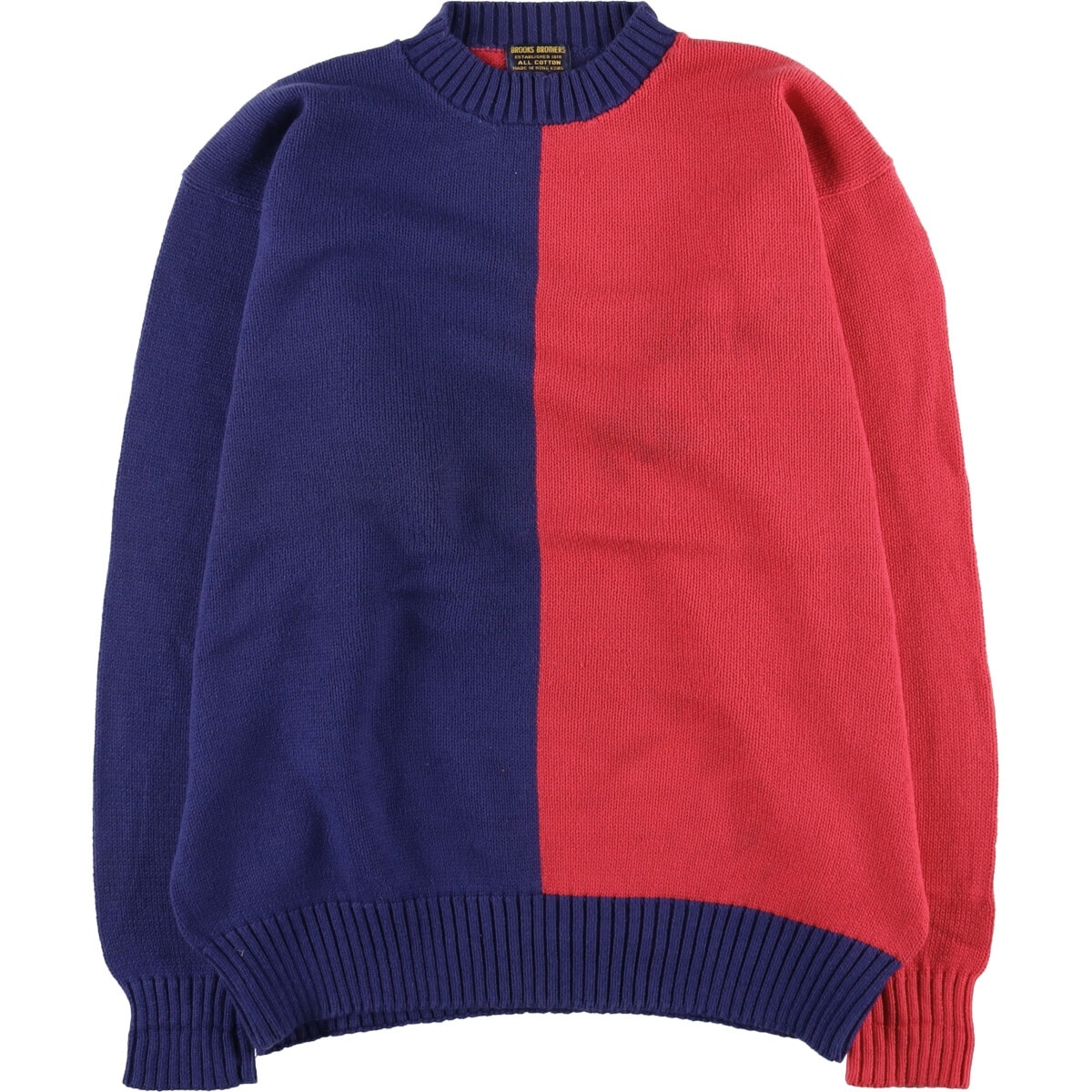 古着 ブルックスブラザーズ Brooks Brothers ツートン コットンニットセーター メンズL相当/eaa399111