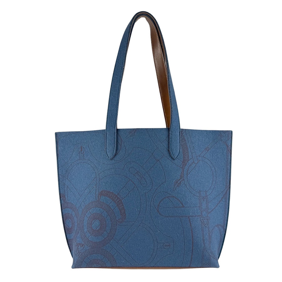 エルメス HERMES ショルダーバッグ トートバッグ カリミMM フェルト/レザー ブルー/ブラウン ユニセックス【中古】 z9457