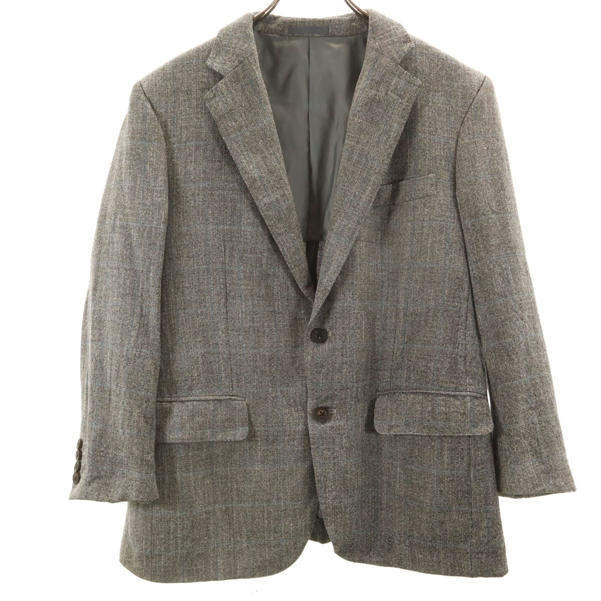 BURBERRY LONDON バーバリーロンドン 日本製 シルクブレンド チェック柄 テーラードジャケット AB5 グレー 三陽商会