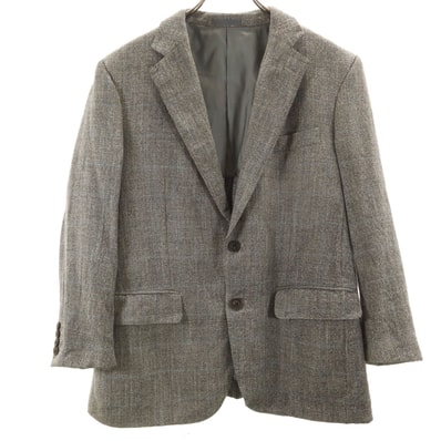 BURBERRY LONDON バーバリーロンドン 日本製 シルクブレンド チェック柄 テーラードジャケット AB5 グレー 三陽商会