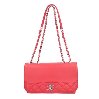 シャネル マトラッセ ショルダーバッグ レザー レッド レディース CHANEL 中古