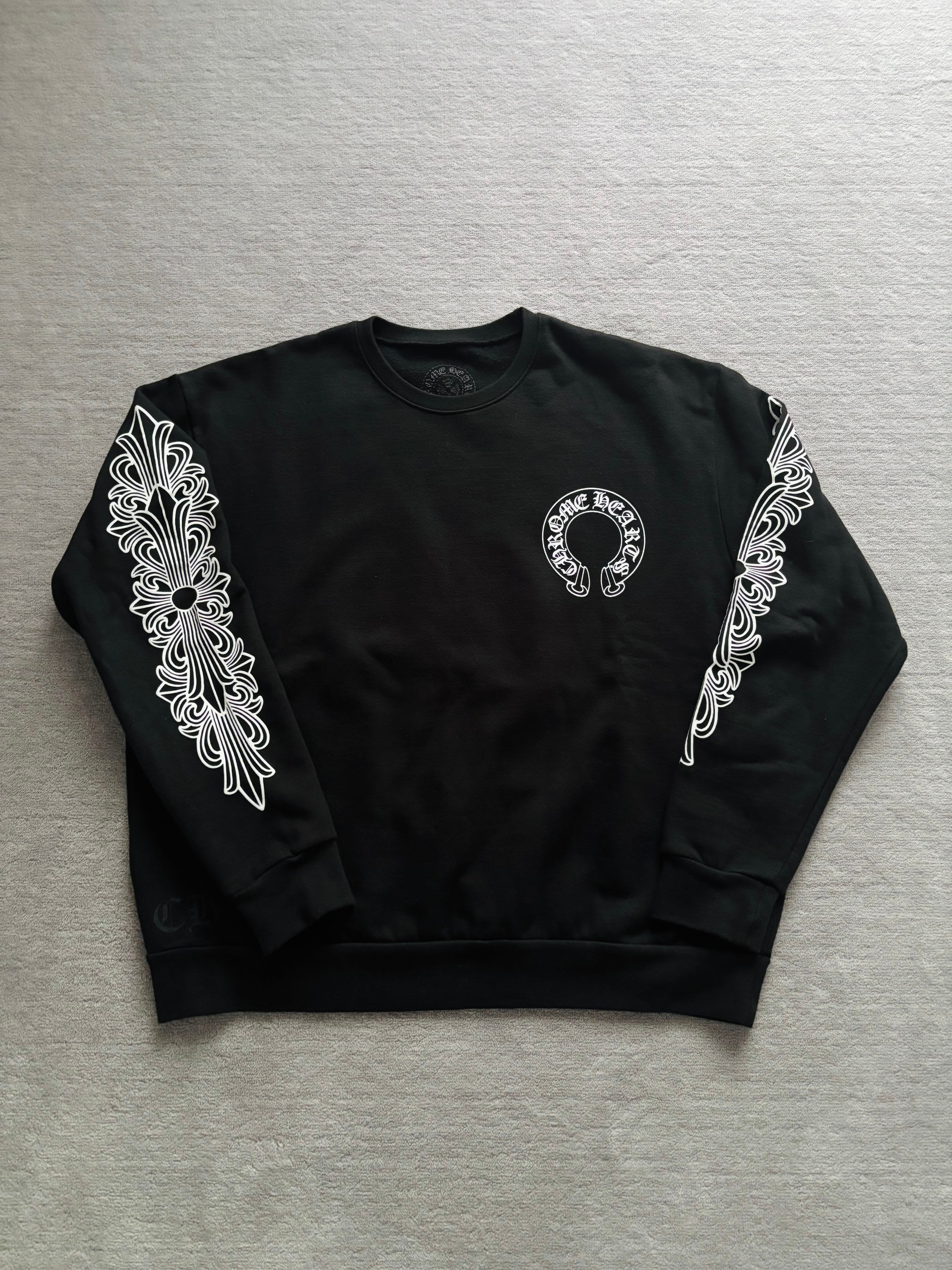 Chrome Hearts Floral Cross Horseshoe Back Print Sweatshirt "Black"