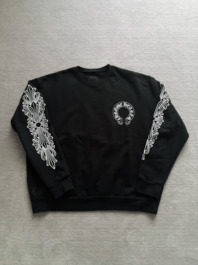 Chrome Hearts Floral Cross Horseshoe Back Print Sweatshirt "Black"