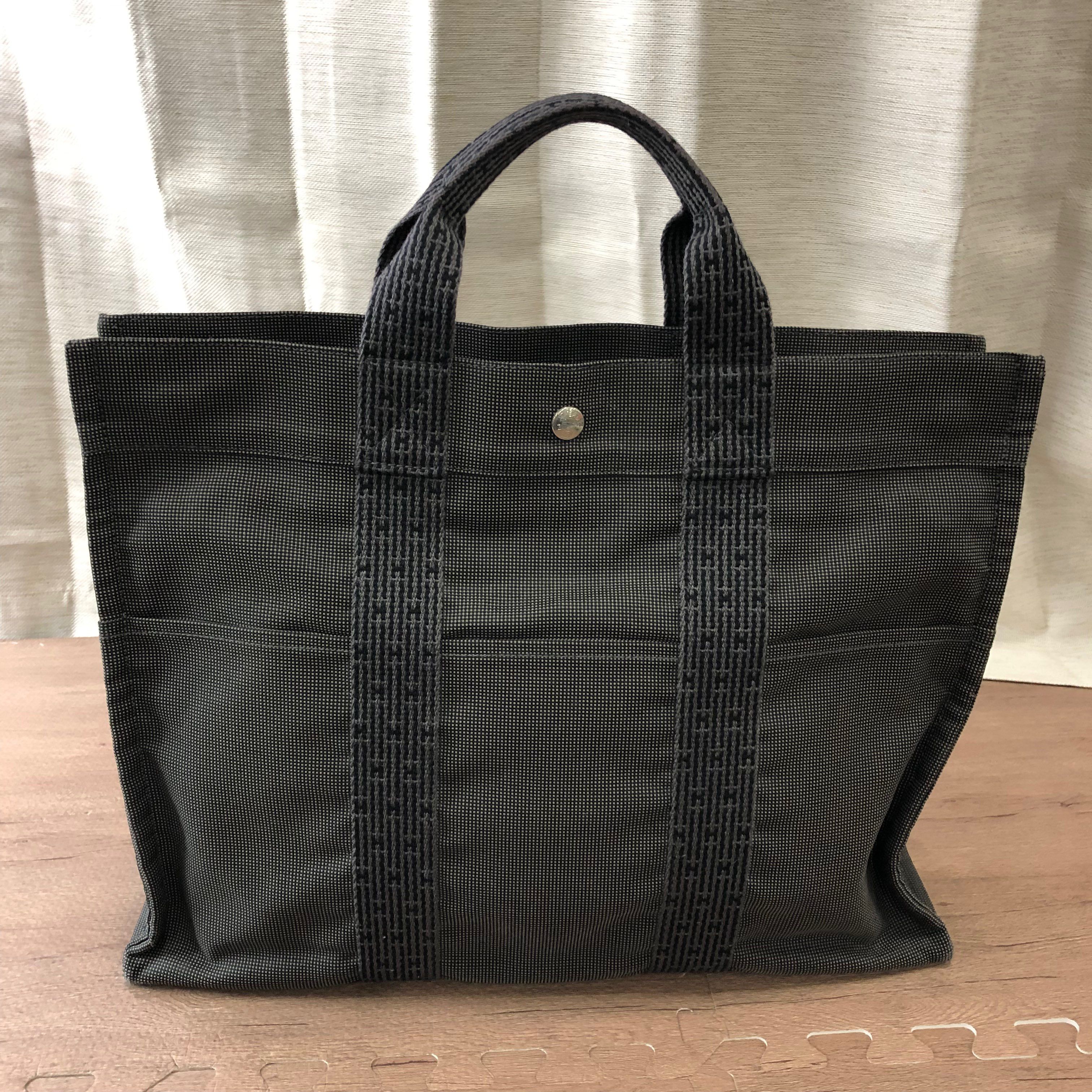 HERMES Her Line Canvas Tote Bag "Gray"
