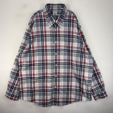 古着 ブルックスブラザーズ Brooks Brothers 長袖シャツ ボタンダウン 脇ポケット 2XL ネイビー系 チェック メンズ
