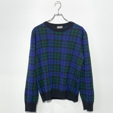 Dior HOMME Virgin Wool Tartan Check Crew Neck Sweater "Blue/Green"