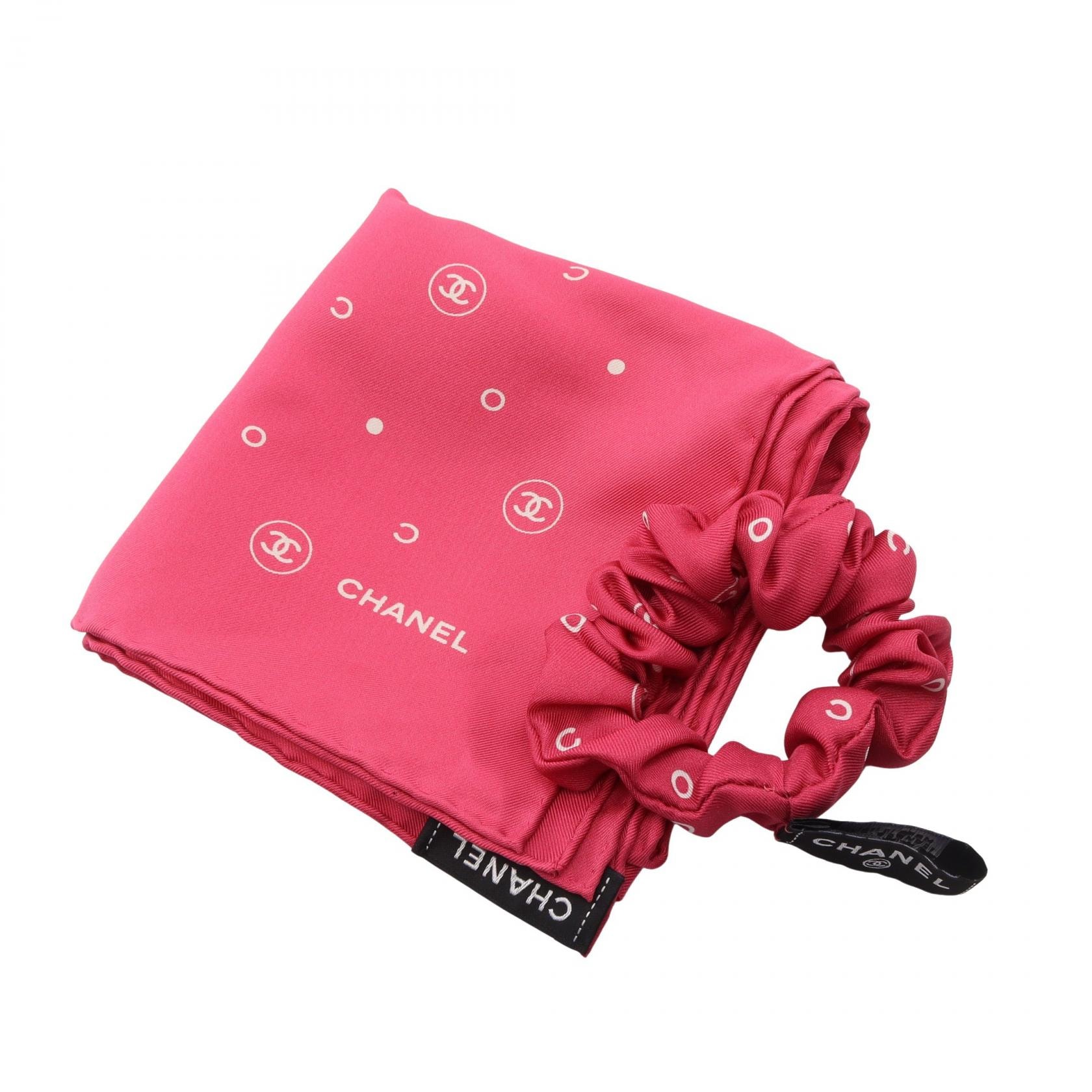 シャネル CHANEL ココマーク シュシュ スカーフ セット 衣料品 シルク レディース ピンク系 【中古】