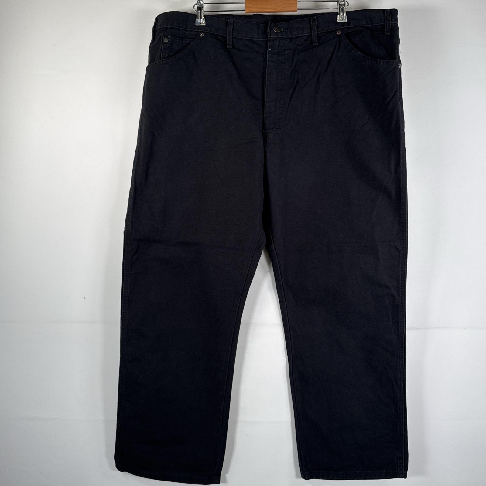 古着 ディッキーズ Dickies ワークパンツ ダック ペインターパンツ 作業着 ワンポイント ロゴ ストレート 大きいサイズ w44 L30 ブラック メンズ