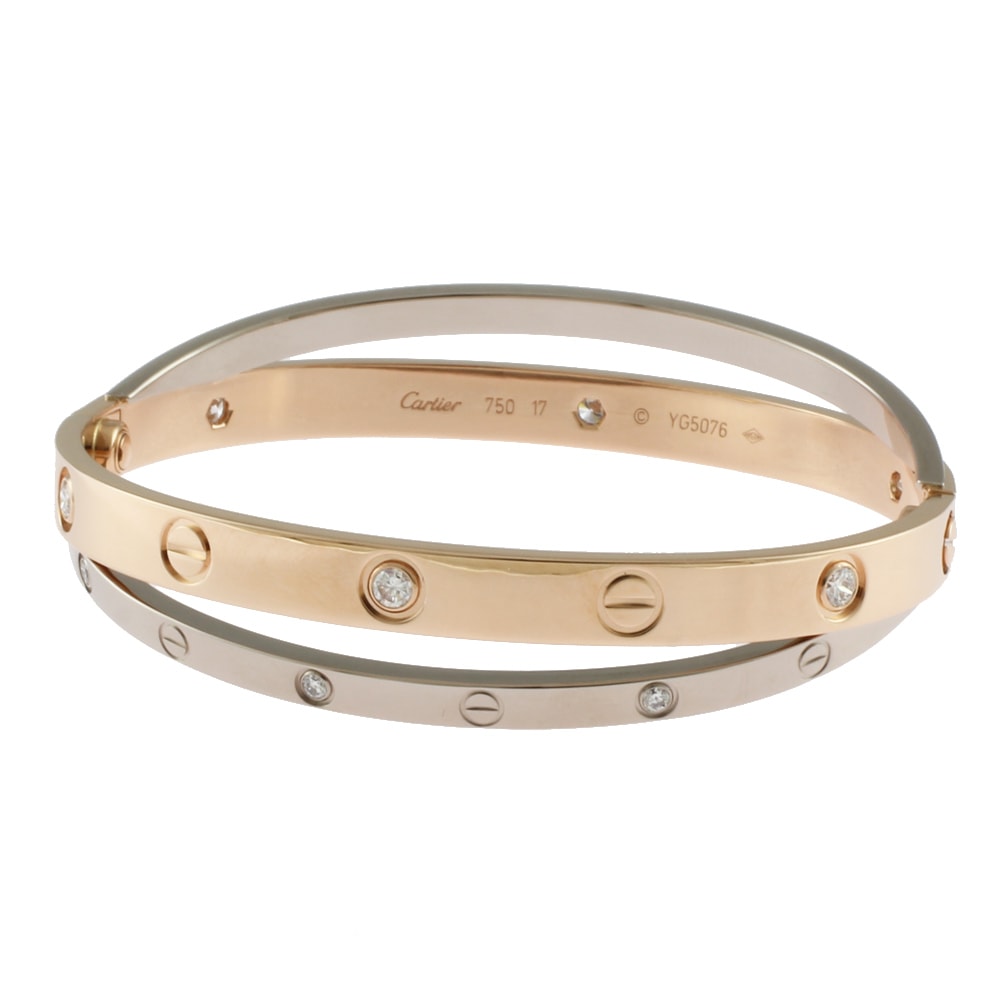 カルティエ ラブブレス ダイヤモンド ドライバー付き バングル 18金 K18ピンクゴールド ダイヤモンド レディース CARTIER 中古
