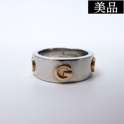 【美品】GUCCI INOX グッチ イノックス Gロゴ リング 指輪 12号 アクセサリー メンズ レディース ユニセックス