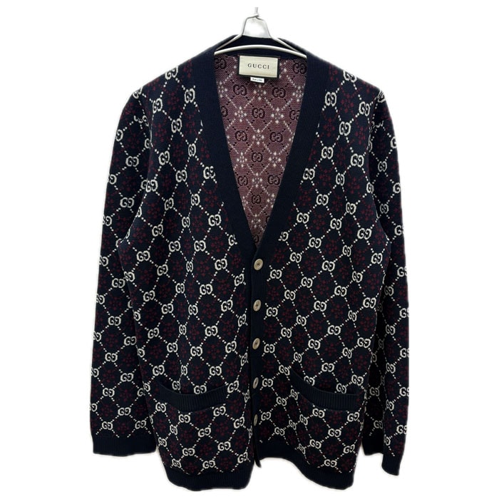 GUCCI グッチ GGロゴ カーディガン ネイビー 553602 XKAHC XL メンズ【中古】