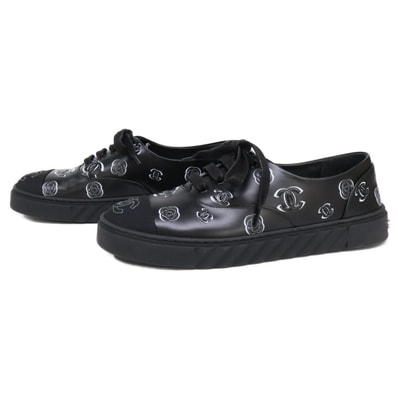 シャネル 【新品同様】G45042 23A レザーxファブリック カメリア ココマーク スニーカー 36 1/2