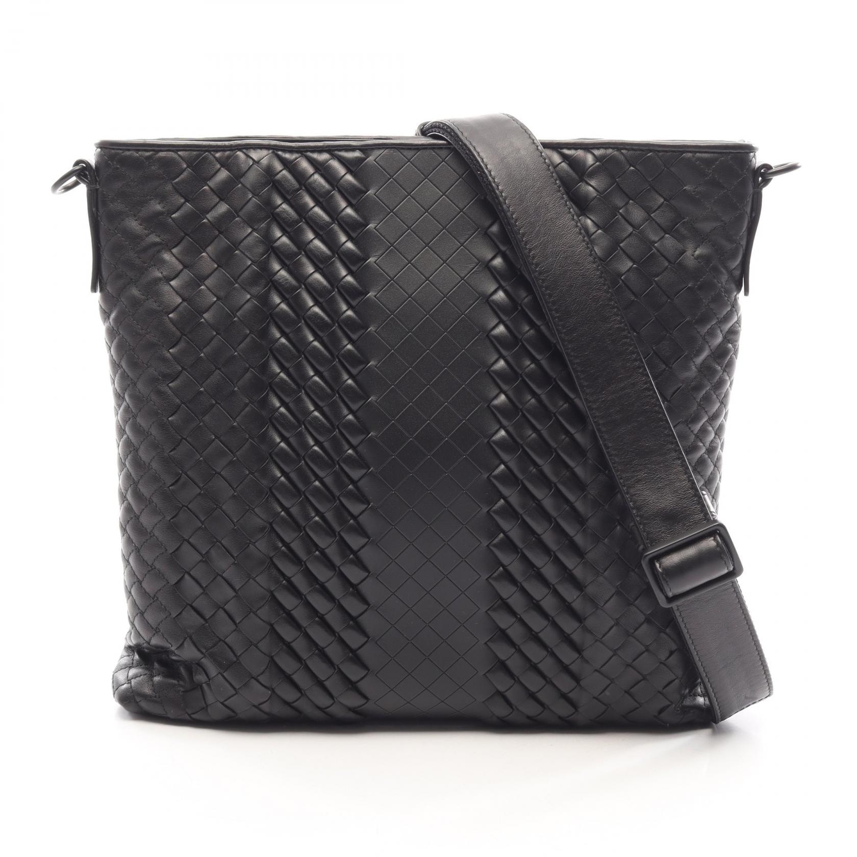 ボッテガヴェネタ BOTTEGA VENETA イントレチャート ショルダーバッグ バッグ レザー レディース ブラック系 【中古】