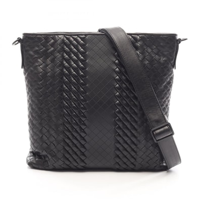 ボッテガヴェネタ BOTTEGA VENETA イントレチャート ショルダーバッグ バッグ レザー レディース ブラック系 【中古】