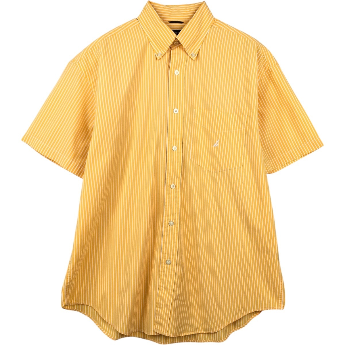 古着 ノーティカ NAUTICA SANDED POPLIN 半袖 ボタンダウンストライプシャツ メンズL相当/eaa668739