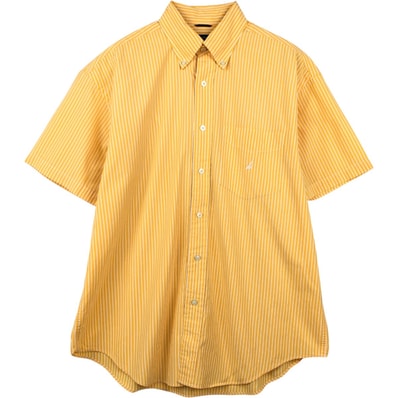 古着 ノーティカ NAUTICA SANDED POPLIN 半袖 ボタンダウンストライプシャツ メンズL相当/eaa668739