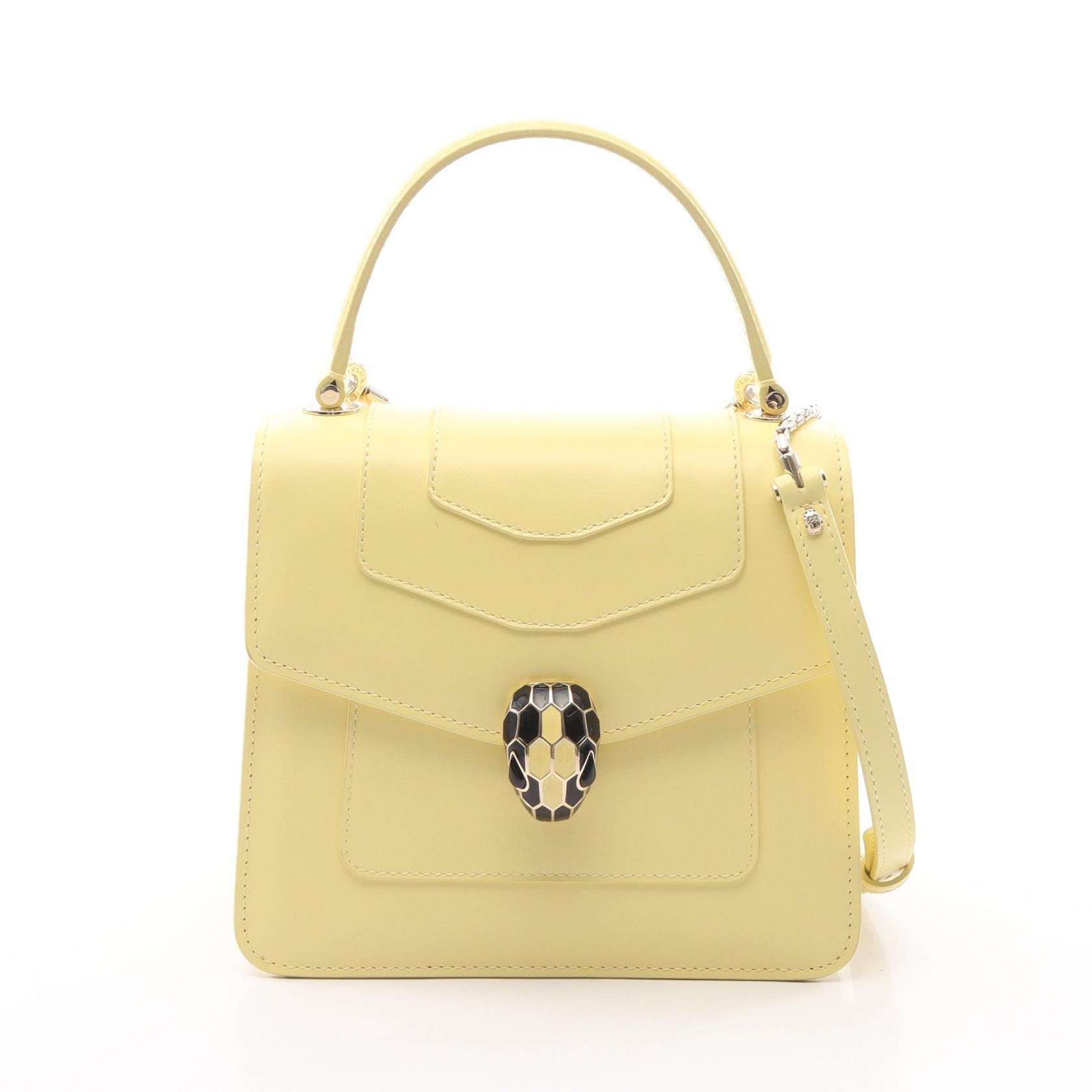 ブルガリ BVLGARI セルペンティ フォーエバー トップハンドル 2WAY ハンドバッグ バッグ レザー レディース イエロー系 【中古】