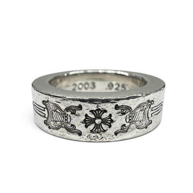 CHROME HEARTS 美品 クロムハーツ SPACER 6MM DGR+PLS スペーサーダガー リング 指輪 8号 インボイス・袋付属 クロス ジュエリー アクセサリー クロム ABランク 中古 鑑定済 クロムリング