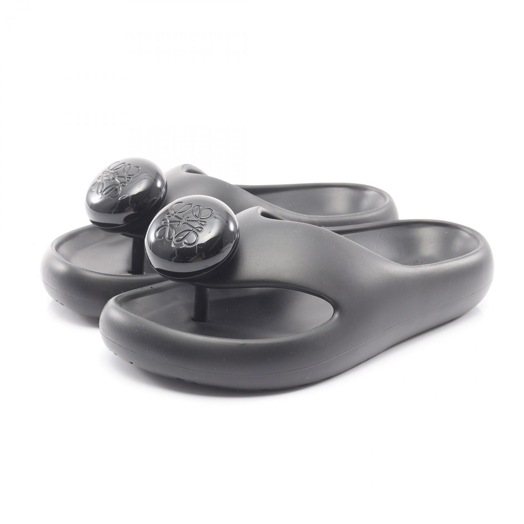 ロエベ LOEWE フォーム ぺブル サンダル 靴 ラバー レディース ブラック系 【中古】