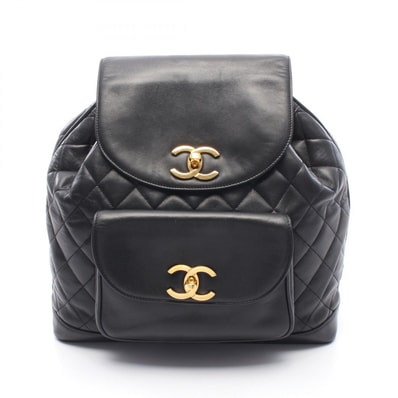 シャネル CHANEL マトラッセ リュックサック バックパック バッグ ラムスキン(羊革) レディース ブラック系 【中古】