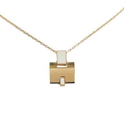 エルメス アイリーン ネックレス ゴールド ホワイト メッキ レディース HERMES 【中古】