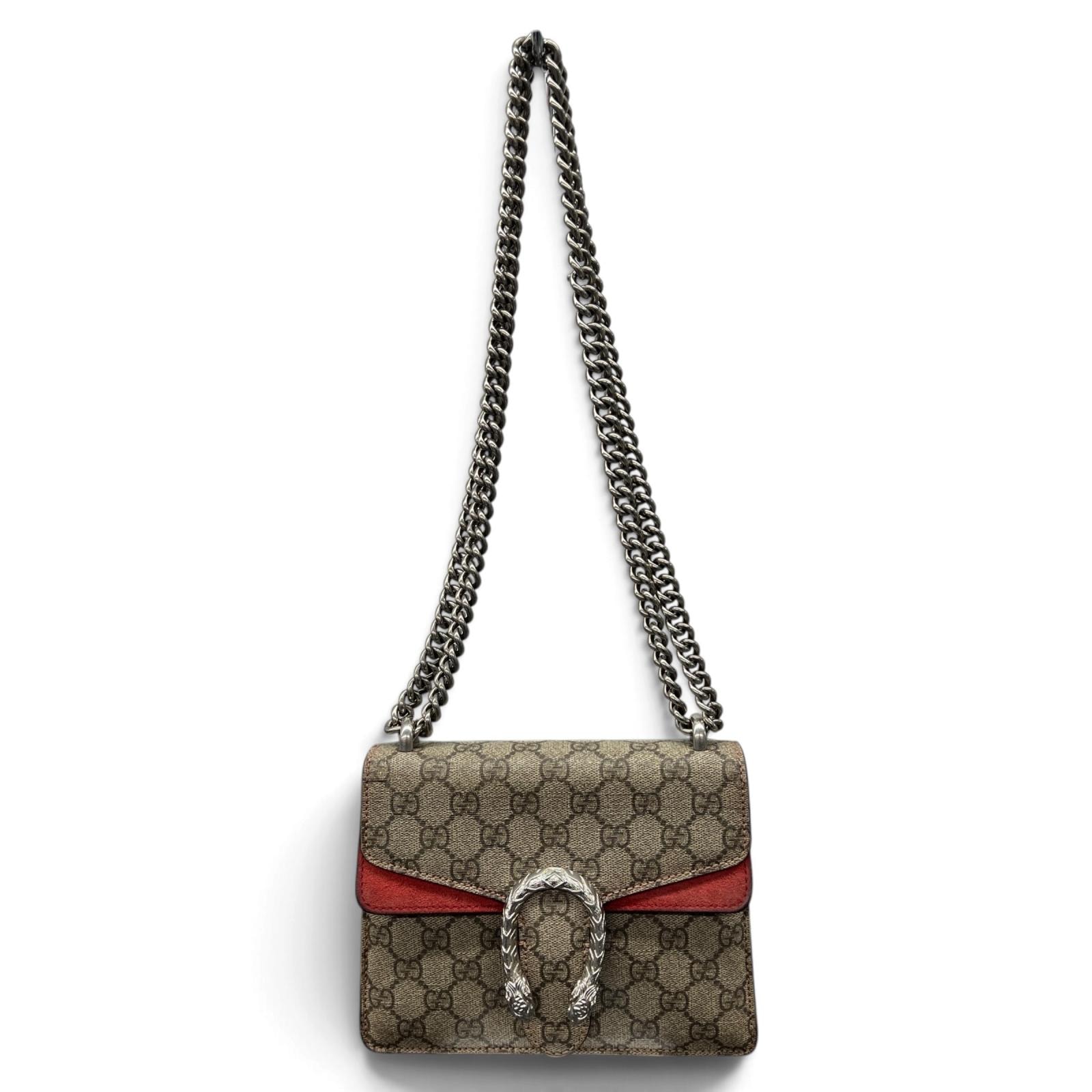 GUCCI グッチ ディオニュソス GGスプリーム チェーンショルダーバッグ 421970 PVC レザー ベージュ オレンジ ポシェット GGプラス Bランク 中古 鑑定済 グッチバッグ