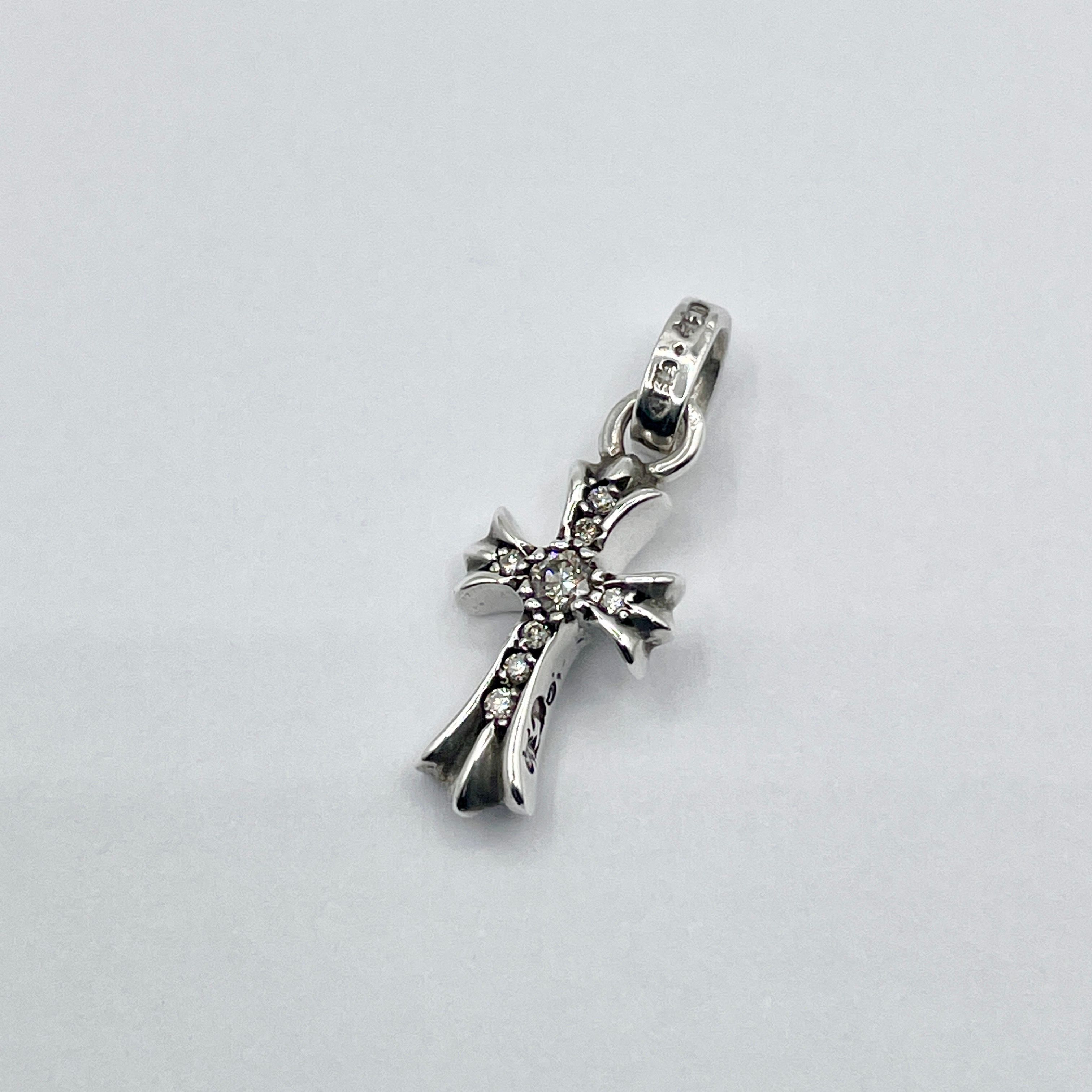 Chrome Hearts Cross Baby Fat Charm Pave Diamond "Silver"