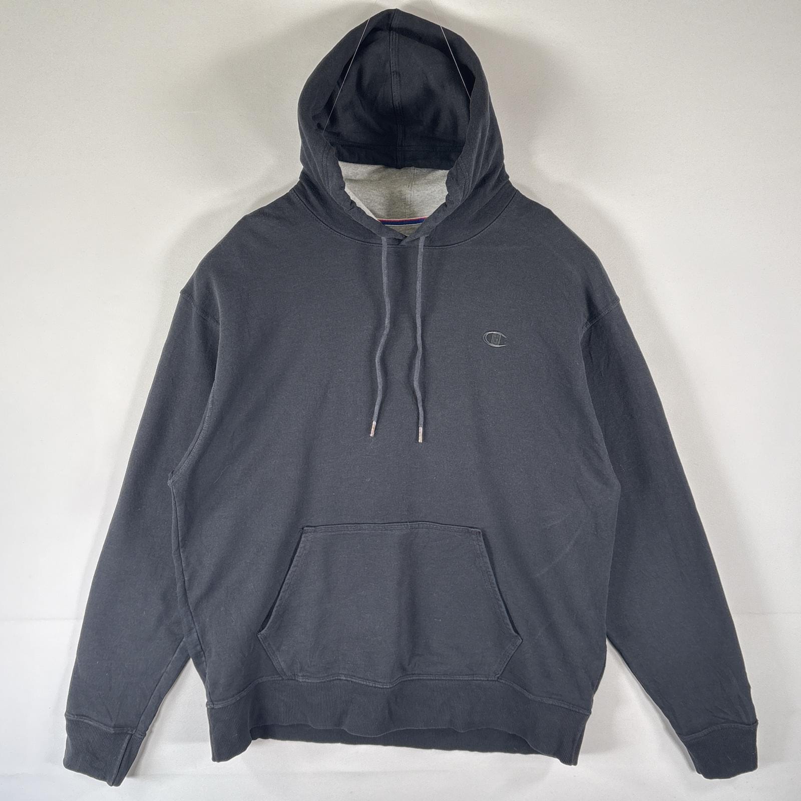 古着 チャンピオン Champion パーカー ワンポイントロゴ プルオーバー フーディ スウェット 大きいサイズ XL  ブラック メンズ