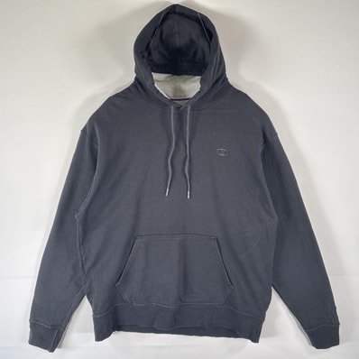 古着 チャンピオン Champion パーカー ワンポイントロゴ プルオーバー フーディ スウェット 大きいサイズ XL ブラック メンズ