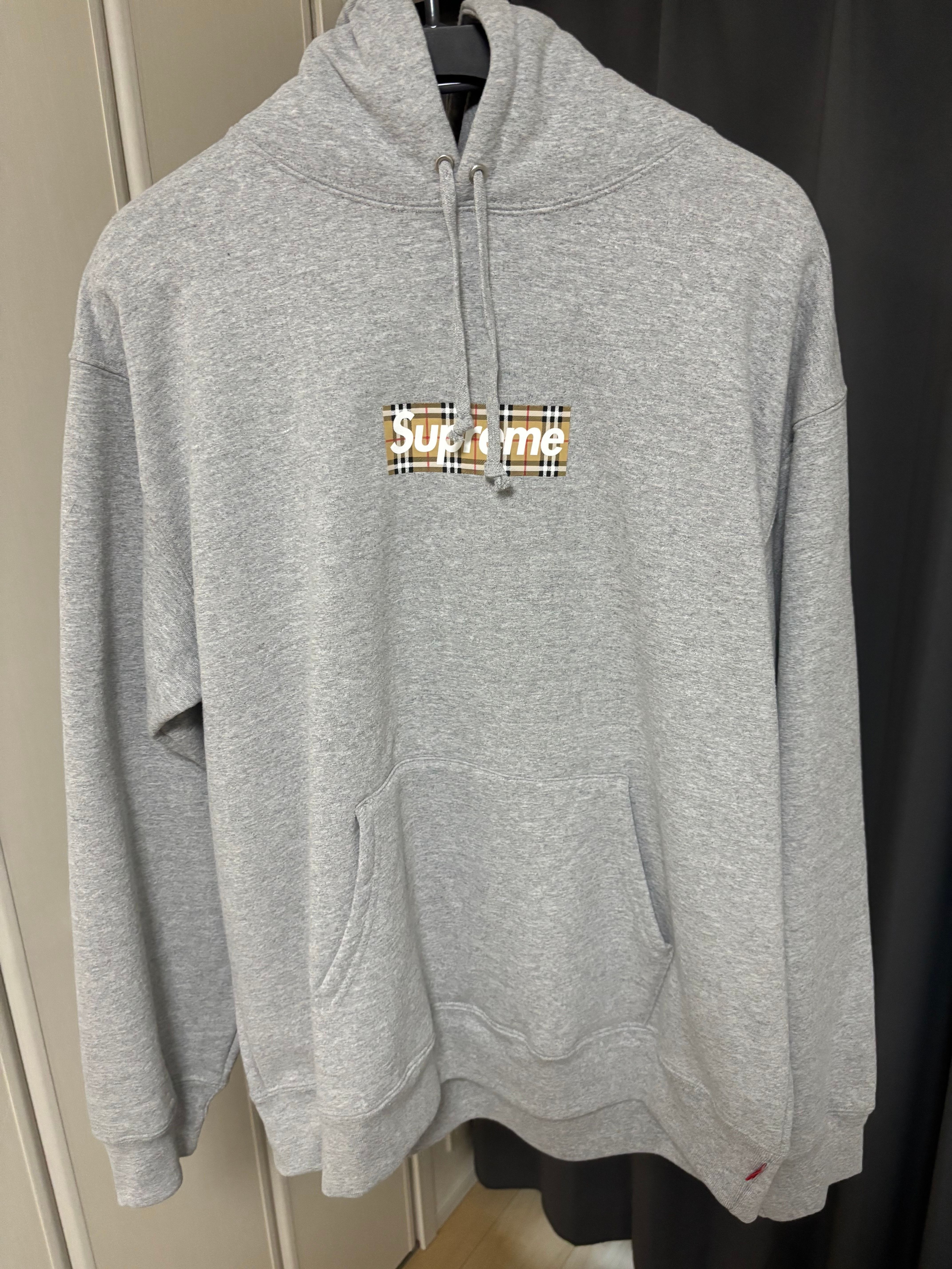 Supreme / Burberry Box Logo Hooded Sweatshirt "Heather Grey"
