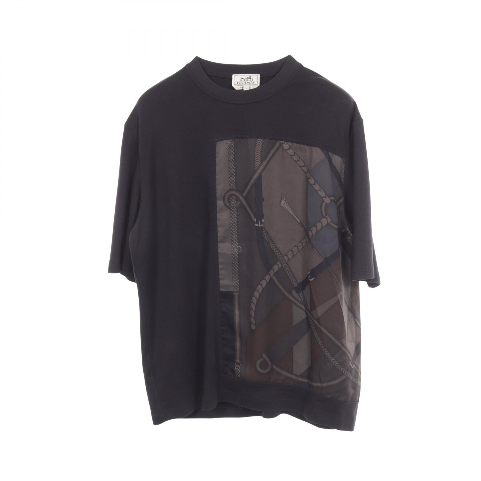 エルメス HERMES Parcours Sans Faute Decadre 半袖Tシャツ 衣料品 トップス コットン カシミヤ メンズ ネイビー系 【中古】