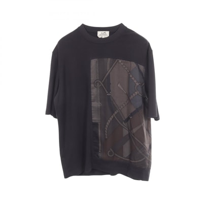 エルメス HERMES Parcours Sans Faute Decadre 半袖Tシャツ 衣料品 トップス コットン カシミヤ メンズ ネイビー系 【中古】